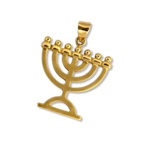 Gold Menorah Pendant, Solid 14k Gold Menorah Necklace Charm, Traditional Jewish Pendants, Hanukkah Jewelry Gifts, Jewish Jewelry from Israel