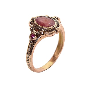 Antique Style 14K Rose Gold Ruby Ring, Royal Ruby Ring, Elegant Vintage look, Engagement Ring, Anniversary Gifts for Her, Israeli Ring