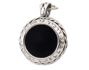 Guardian Angel Kabbalah Pendant in Sterling Silver with Black Onyx