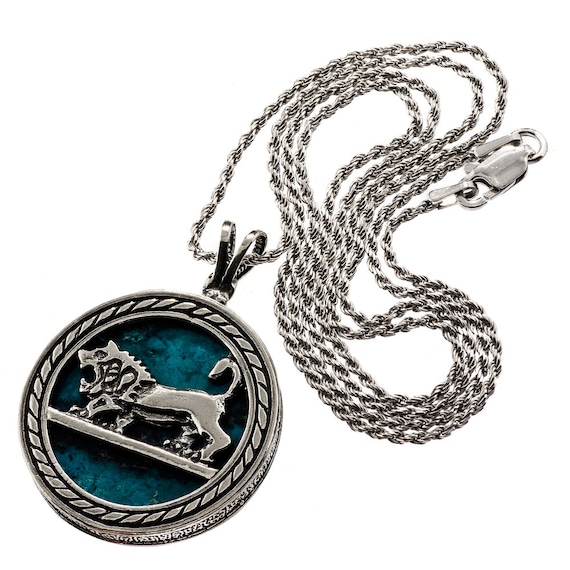 Lion Of Judah Necklace Sterling Silver Eilat Stone Image 0