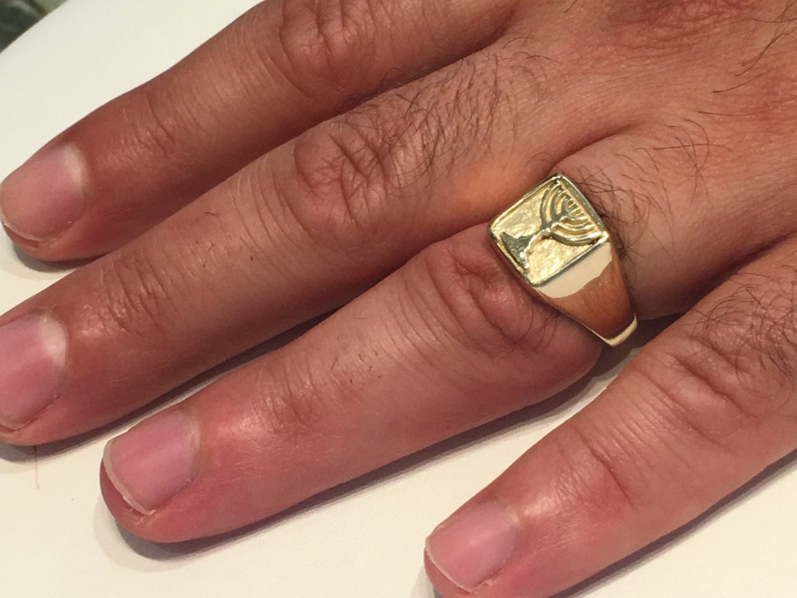 Gold Menorah Ring 14k Solid Gold Ring Ring Jewish Etsy