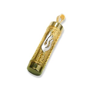 Mezuzah Locket Pendant 14k Gold, Jewish Keepsake Pendant, 14k Two Tone Gold Protection Pendant, Solid Gold Hollow Mezuzah, Judaica Jewelry