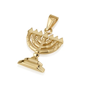 14K Solid Gold Menorah Pendant, Hanukkah Menorah Necklace Pendant, Jewish Symbol Pendant, Hanukkah Jewelry, Jewish Jewelry Gift from Israel