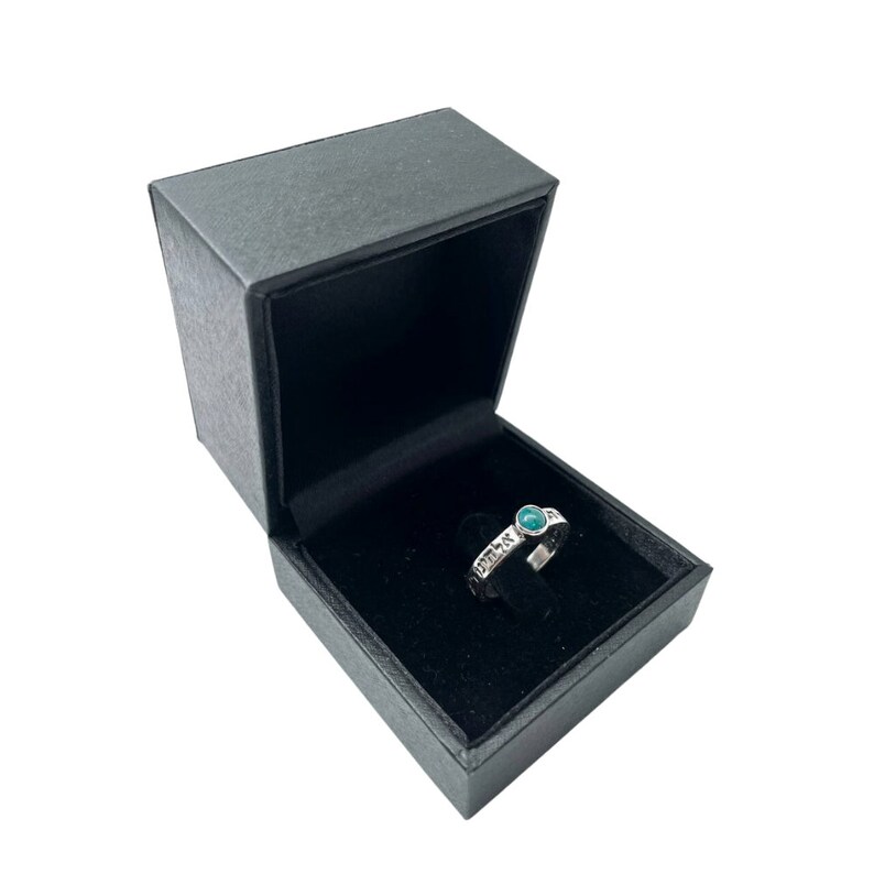 Shema Israel Ring with Turquoise in Sterling Silver, Engraved Hebrew Ring, December Birthstone, Jewish Prayer Jewelry, Handmade in Israel