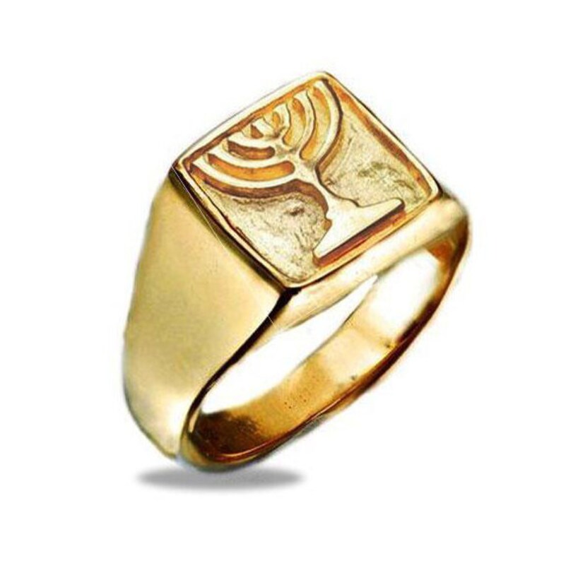 Gold Menorah Ring 14k Solid Gold Ring Ring Jewish Etsy