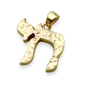 Chai Anhänger aus 14K Gold, Hebräisch Hai Anhänger, Hebräisch Feiern Sie das Leben Halskette aus massivem 14K Gold, Unterstützung Israel mit jüdischen Schmuck