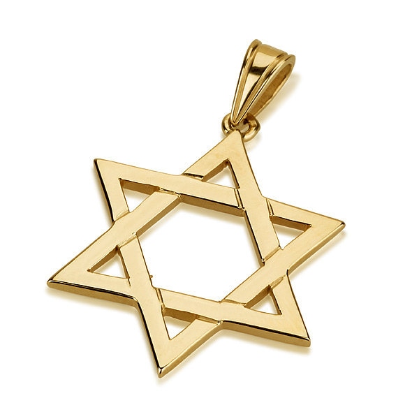 Star of David Necklace Mens Pendant Recycled Sterling Silver & Gold Dog Tag  Necklace For Men Magen David, Solid 14k Gold Mixed Metal