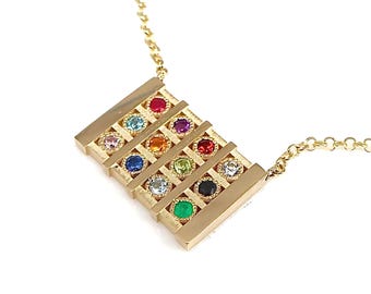 Collana ebraica Hoshen in oro 14k, gioielli Choshen delle 12 tribù di Israele, pettorale sacerdotale con pietre preziose autentiche, realizzata a mano in Israele