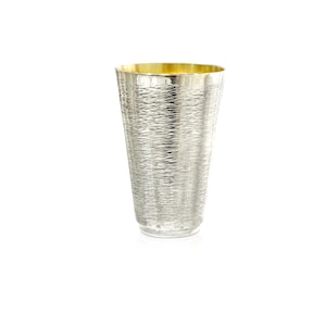 Modern Kiddush Cup in Sterling Silver, Contemporary Hammered Silver Shabbat Kiddush Cup, Jewish Gift for Occasions, Kiddush Plate Optional