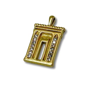 Diamond Holy Temple Jewish Pendant in 14K Gold, Second Temple of Jerusalem, Holy Temple Gate, Jewish Jewelry from Israel, Mother&#39;s Day Gift