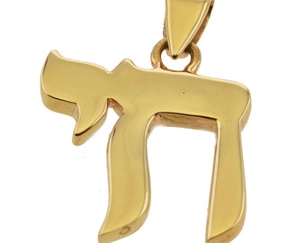 Gold Chai Pendant, Solid 14k Gold Hebrew Pendant, Traditional Jewish Jewelry, Chai Necklace Pendant, Life Pendant, Mens Jewelry, Hai Pendant