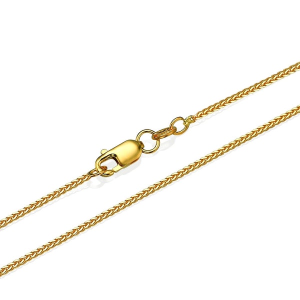 Solid 14k Gold Spiga Chain 1.1mm, 14k Yellow Gold Wheat Chain, Solid Gold Necklace Chain, Made in Italy, 16", 18", 20", 22", 24", 26", 28"