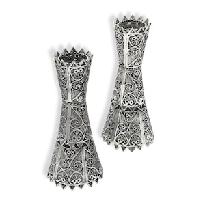 Silver Yemenite Filigree Candlesticks Set of 2 | Judaica | Handmade Israel | Shabbat | Home Decor | Unique Gifts | Jewish Art