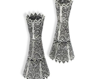 Silberner Shabbat Kerzenhalter Mit Gravur - Hochwertiges Judaica Geschenk