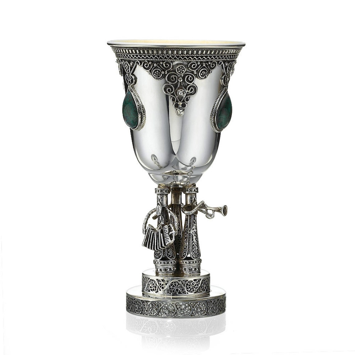 Unique Silver Kiddush Cup W Hasidic Musicians Sterling Silver Etsy