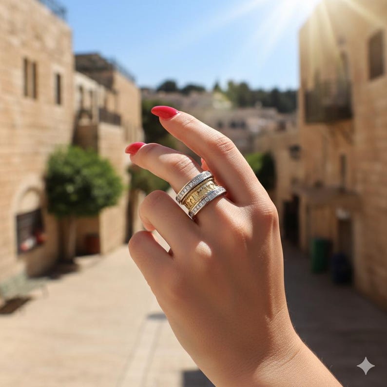 Jewish Wedding Ring, 14k Two Tone Gold Diamond Ani Ledodi Hebrew Wedding Ring, Yellow and White Gold Jewish Ring, Diamond Hebrew Ring