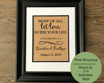 Custom Song of Solomon burlap print. I have found the one whom my soul loves. Personalized wedding gift.