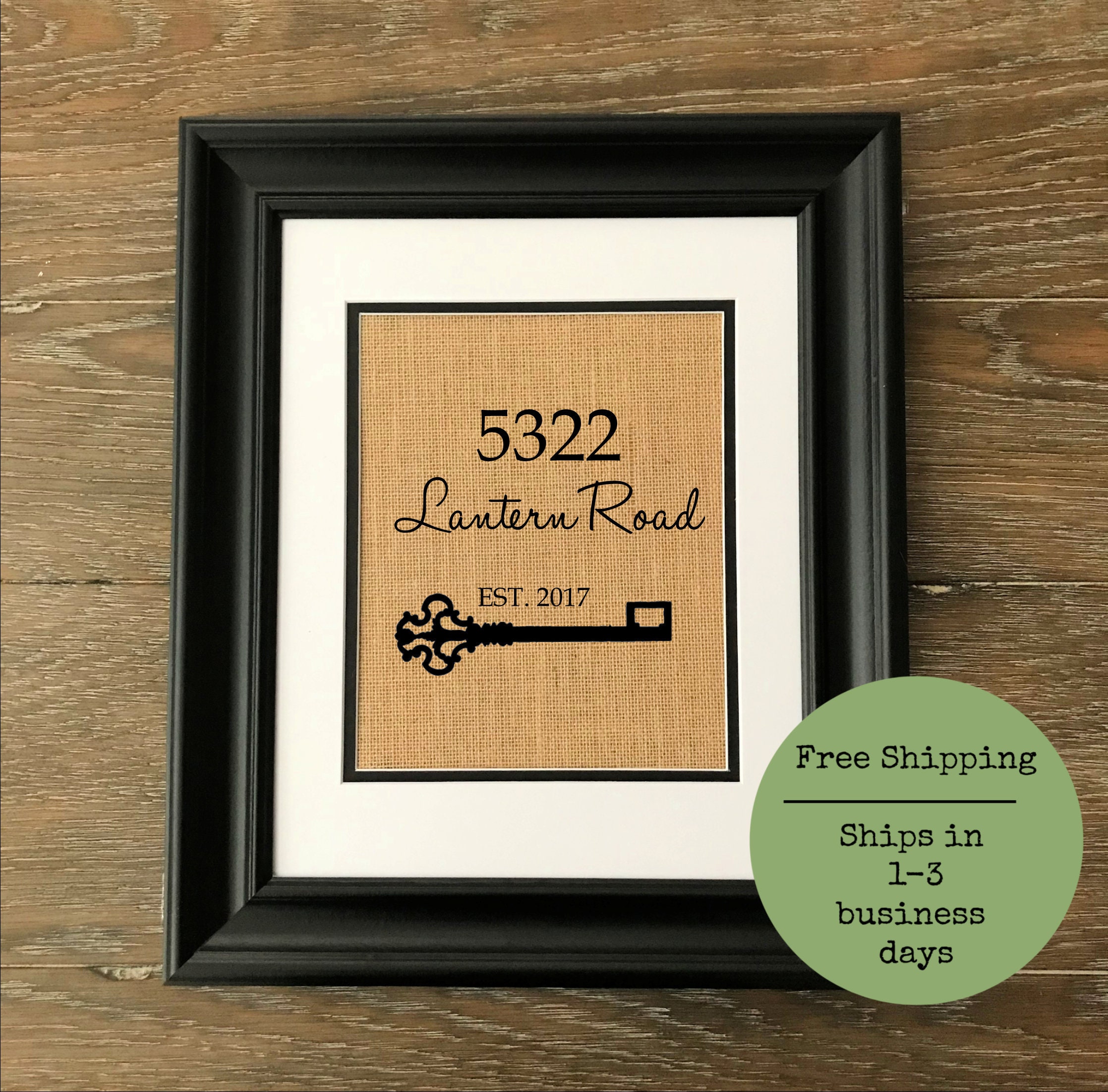 Our First Home Burlap Print Personalized Address Sign New Home
