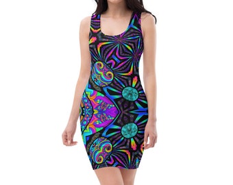 Psychedelic Women/'s Fitted Dress Plasma