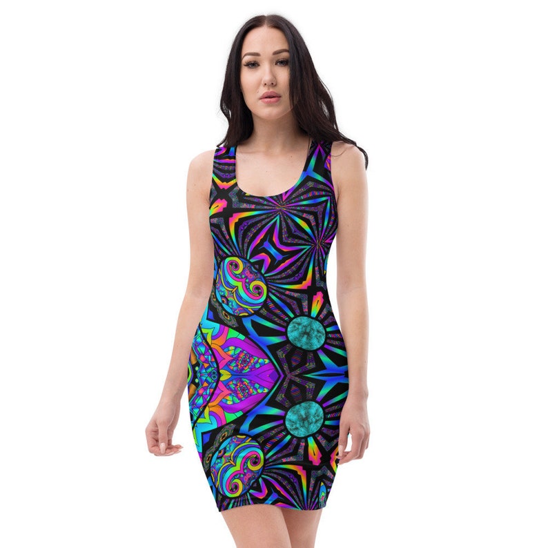 Psychedelic Women/'s Fitted Dress Plasma