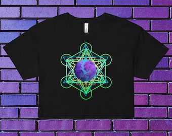 Sacred Geometry Neon Planet Crop Top