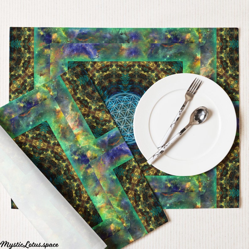 Designer Art Sacred Geometry Placemat Set - Includes 4 Matching Placemats