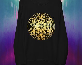 Goldenes Sacred Geometry Sweatshirt aus Bio-Baumwolle