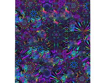 Psychedelic Shapes Festival Throw Blanket