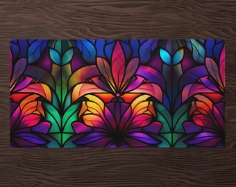 Colorful Stained Glass Gaming Mousepad Large