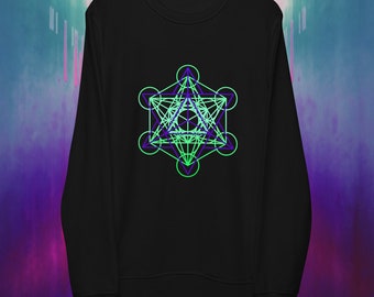 Bio Sweatshirt mit Metatron Würfel Schnitt