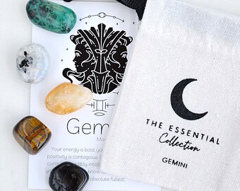 Gemini Zodiac Crystal Kit: Tumbled Healing Stones Star Sign Gift
