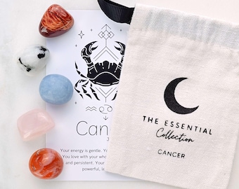 Cancer Zodiac Crystal Kit: Tumbled Healing Stones Star Sign Gift