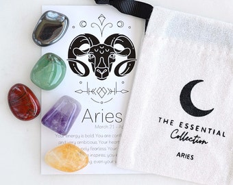Aries Zodiac Crystal Kit: Tumbled Healing Stones Star Sign Gift