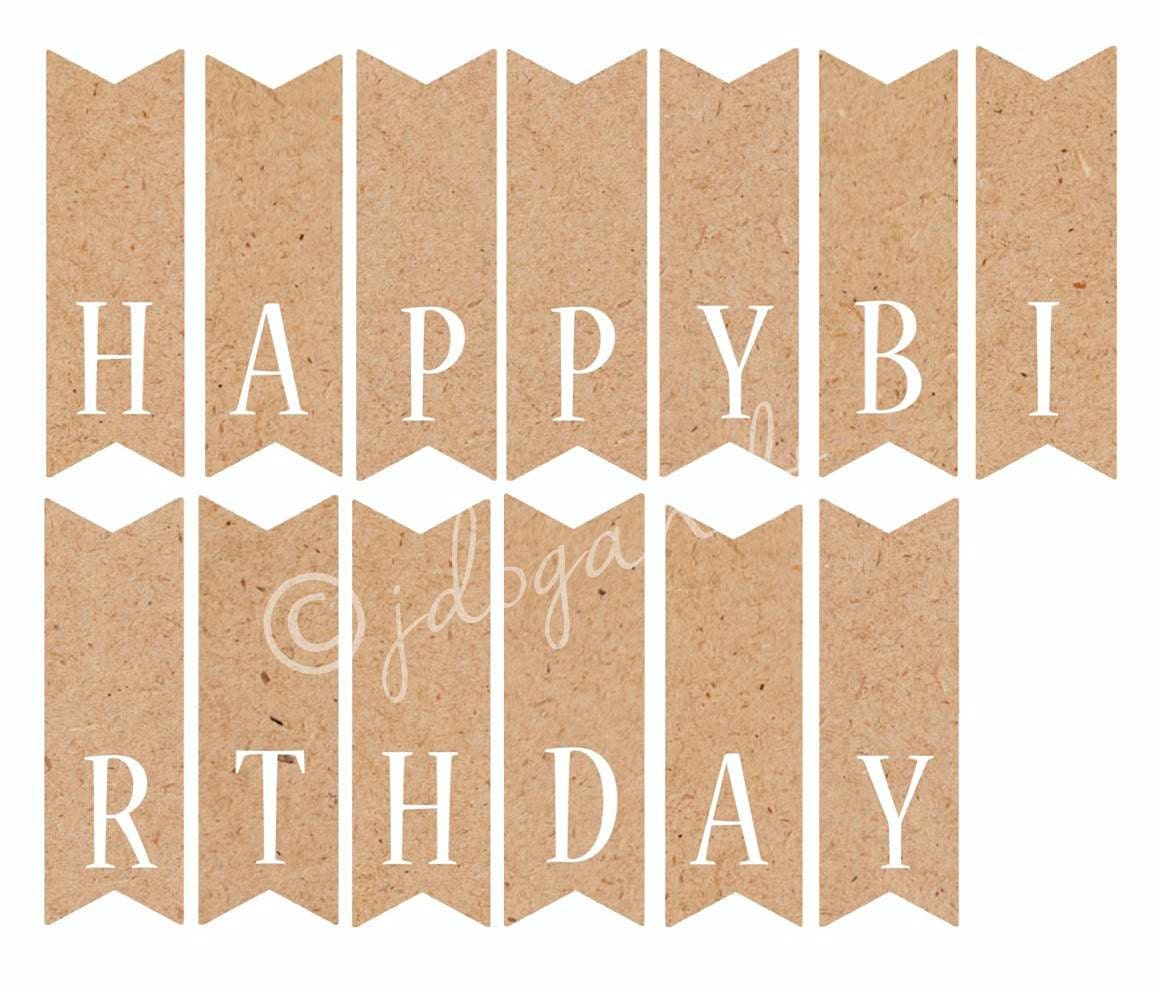Printable Happy Birthday Cake Topper Kraft Paper Bunting | Etsy
