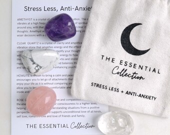 Stress Relief Crystal Kit: Amethyst, Rose Quartz, Howlite