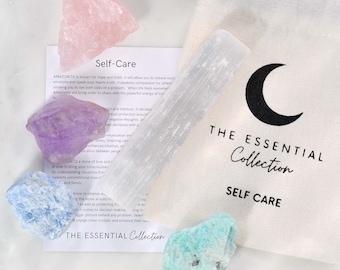 Raw Crystal Kit: Self Care Set - Rose Quartz, Amazonite, Amethyst, Selenite