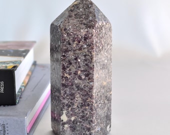 Lepidolite Generator Tower: EMF Protection Crystal Point