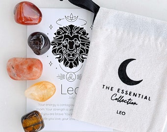 Leo Zodiac Crystal Kit: Tumbled Healing Stones Star Sign Gift