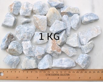 1 kg Bulk Raw Blue Calcite Crystals: Natural Gemstones