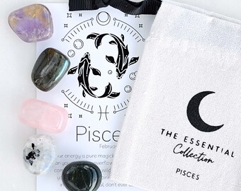Pisces Zodiac Crystal Kit: Tumbled Healing Stones Star Sign Gift