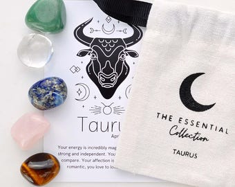 Taurus Zodiac Crystal Kit: Tumbled Healing Stones Star Sign Gift