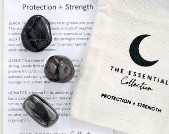 Protection Crystal Kit: Tumbled Black Tourmaline, Garnet, Hematite