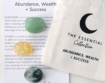 Abundance Crystal Kit: Citrine, Moss Agate, Aventurine - Manifestation & Prosperity