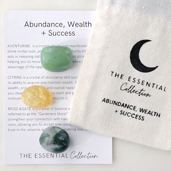 Abundance Crystal Kit: Citrine, Moss Agate, Aventurine - Manifestation & Prosperity