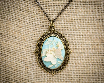 Butterfly & Flower Cameo