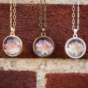 Dried Leaf in Glass Orb Necklace