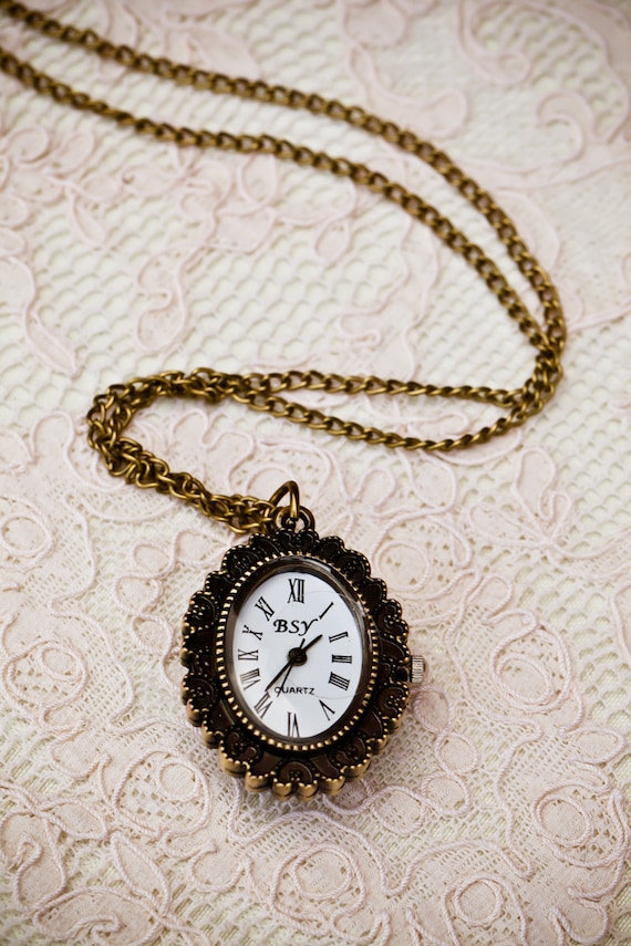 Rose Pocket Watch Necklace (the Belle Pocket Watch) - Etsy
