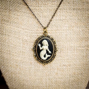 Vintage Inspired Mermaid Cameo Necklace
