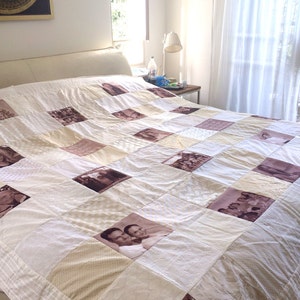 Silber Jubiläum.Gold Jubiläum.Engagement Geschenk.1. Jahrestag Geschenk.Individueller Memory Photo Quilt. Hochzeitstag Geschenk. Foto Geschenk