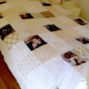 Hug’s from a distance. Personalized Memory Quilt. Cotton Wedding Anniversary Photo Gift.wedding gift .1st anniversary gift.engagement gift